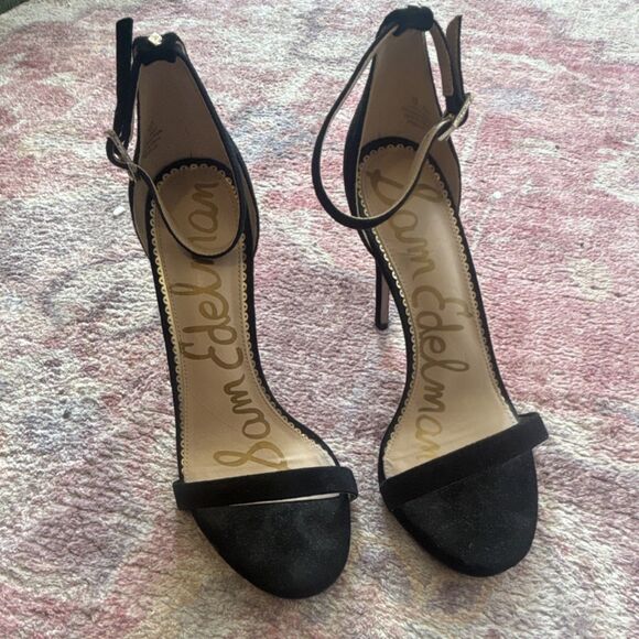 Sam Edelman Shoes - Sam Edelman Black Suede Ankle Strap Open Toe Strappy Heels Women’s Size 7